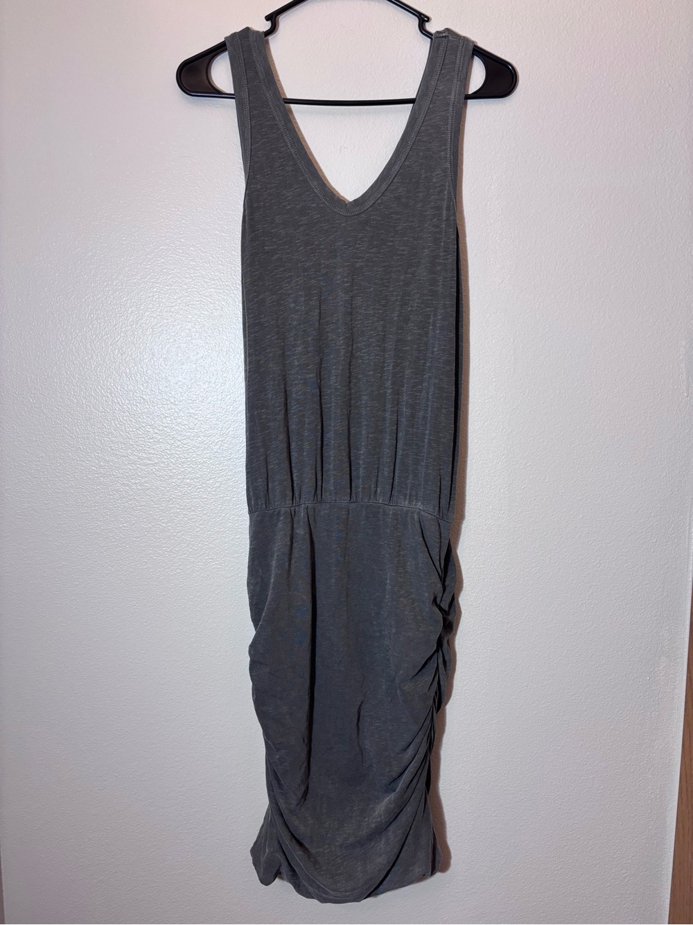 Anthropologie Gardien Ruched Racer Back Tank Gray Cotton Dress